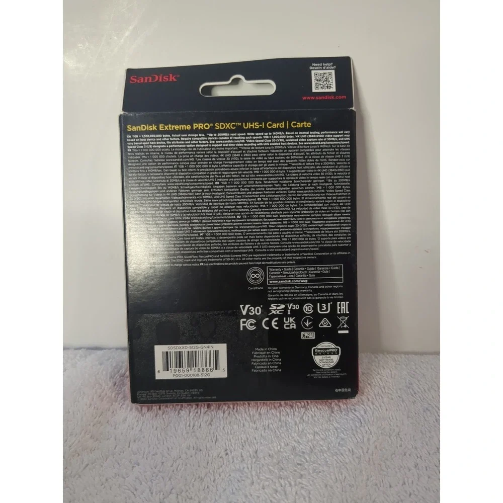 SanDisk ExtremePRO 512GB Class 10 - SDXC UHS-I‎ Memory Card - SDSDXXD-512G-GN4IN